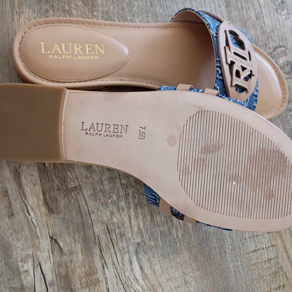 Lauren Ralph Lauren Algera Slide Sandals 1/2" round heel padded insole 7.5 - Picture 7 of 11